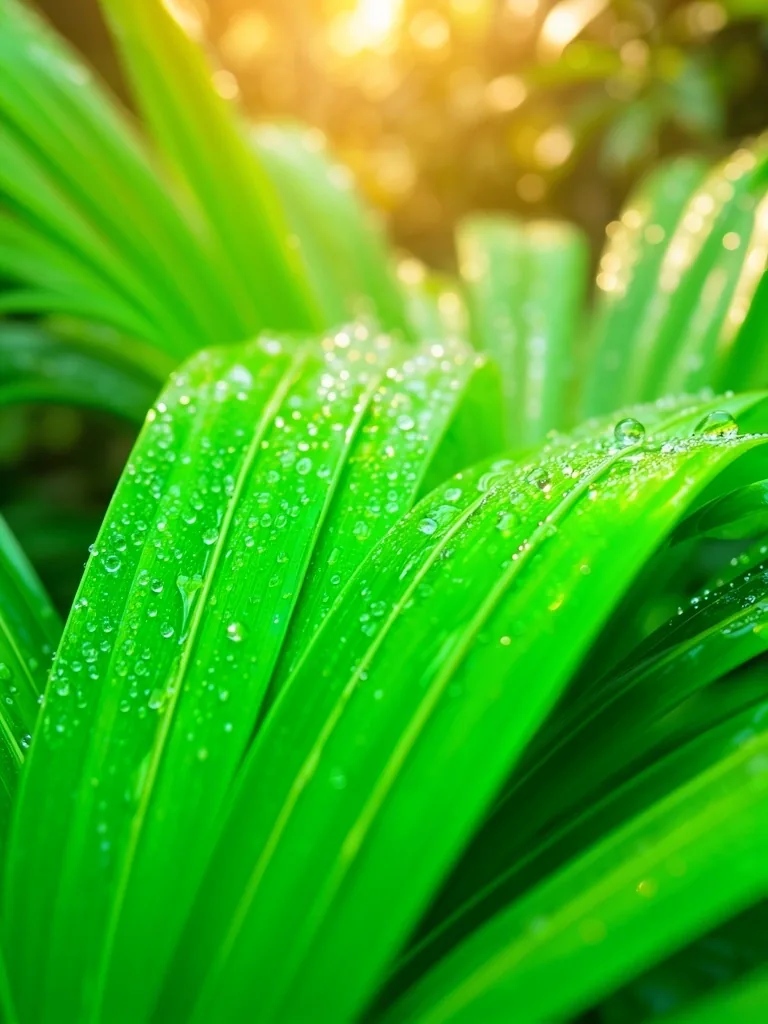 Dew on tropical foliage